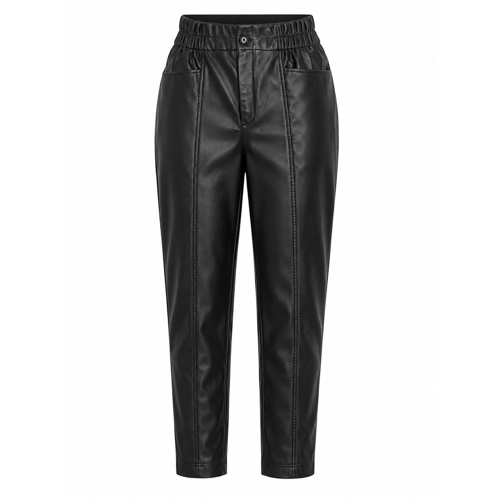 Madewell Black Faux Leather Paperbag Waist Tapered Pants MB292 Womens 6